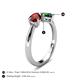 5 - Lysha 1.45 ctw Red Garnet Pear Shape (7x5 mm) & Lab Created Emerald Cushion Shape (5.00 mm) Toi Et Moi Engagement Ring 