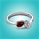 3 - Lysha 1.40 ctw Red Garnet Pear Shape (7x5 mm) & Natural Diamond Cushion Shape (5.00 mm) Toi Et Moi Engagement Ring 