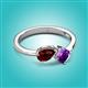 3 - Lysha 1.40 ctw Red Garnet Pear Shape (7x5 mm) & Amethyst Cushion Shape (5.00 mm) Toi Et Moi Engagement Ring 