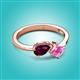 3 - Lysha 1.71 ctw Rhodolite Garnet Pear Shape (7x5 mm) & Lab Created Pink Sapphire Cushion Shape (5.00 mm) Toi Et Moi Engagement Ring 