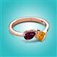 3 - Lysha 1.40 ctw Rhodolite Garnet Pear Shape (7x5 mm) & Citrine Cushion Shape (5.00 mm) Toi Et Moi Engagement Ring 