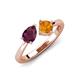 4 - Lysha 1.40 ctw Rhodolite Garnet Pear Shape (7x5 mm) & Citrine Cushion Shape (5.00 mm) Toi Et Moi Engagement Ring 