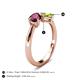 5 - Lysha 1.55 ctw Rhodolite Garnet Pear Shape (7x5 mm) & Peridot Cushion Shape (5.00 mm) Toi Et Moi Engagement Ring 
