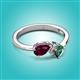 3 - Lysha 1.71 ctw Rhodolite Garnet Pear Shape (7x5 mm) & Lab Created Alexandrite Cushion Shape (5.00 mm) Toi Et Moi Engagement Ring 