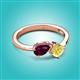 3 - Lysha 1.71 ctw Rhodolite Garnet Pear Shape (7x5 mm) & Lab Created Yellow Sapphire Cushion Shape (5.00 mm) Toi Et Moi Engagement Ring 