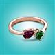 3 - Lysha 1.45 ctw Rhodolite Garnet Pear Shape (7x5 mm) & Lab Created Emerald Cushion Shape (5.00 mm) Toi Et Moi Engagement Ring 