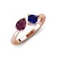 4 - Lysha 1.71 ctw Rhodolite Garnet Pear Shape (7x5 mm) & Lab Created Blue Sapphire Cushion Shape (5.00 mm) Toi Et Moi Engagement Ring 