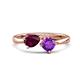 1 - Lysha 1.40 ctw Rhodolite Garnet Pear Shape (7x5 mm) & Amethyst Cushion Shape (5.00 mm) Toi Et Moi Engagement Ring 