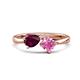 1 - Lysha 1.71 ctw Rhodolite Garnet Pear Shape (7x5 mm) & Lab Created Pink Sapphire Cushion Shape (5.00 mm) Toi Et Moi Engagement Ring 