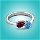 3 - Lysha 1.65 ctw Rhodolite Garnet Pear Shape (7x5 mm) & Blue Topaz Cushion Shape (5.00 mm) Toi Et Moi Engagement Ring 
