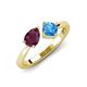 4 - Lysha 1.65 ctw Rhodolite Garnet Pear Shape (7x5 mm) & Blue Topaz Cushion Shape (5.00 mm) Toi Et Moi Engagement Ring 