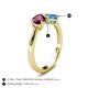 5 - Lysha 1.65 ctw Rhodolite Garnet Pear Shape (7x5 mm) & Blue Topaz Cushion Shape (5.00 mm) Toi Et Moi Engagement Ring 
