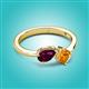 3 - Lysha 1.40 ctw Rhodolite Garnet Pear Shape (7x5 mm) & Citrine Cushion Shape (5.00 mm) Toi Et Moi Engagement Ring 