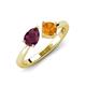 4 - Lysha 1.40 ctw Rhodolite Garnet Pear Shape (7x5 mm) & Citrine Cushion Shape (5.00 mm) Toi Et Moi Engagement Ring 