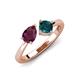 4 - Lysha 1.65 ctw Rhodolite Garnet Pear Shape (7x5 mm) & London Blue Topaz Cushion Shape (5.00 mm) Toi Et Moi Engagement Ring 