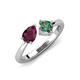 4 - Lysha 1.71 ctw Rhodolite Garnet Pear Shape (7x5 mm) & Lab Created Alexandrite Cushion Shape (5.00 mm) Toi Et Moi Engagement Ring 
