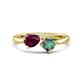 1 - Lysha 1.71 ctw Rhodolite Garnet Pear Shape (7x5 mm) & Lab Created Alexandrite Cushion Shape (5.00 mm) Toi Et Moi Engagement Ring 