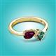 3 - Lysha 1.71 ctw Rhodolite Garnet Pear Shape (7x5 mm) & Lab Created Alexandrite Cushion Shape (5.00 mm) Toi Et Moi Engagement Ring 