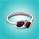 3 - Lysha 1.65 ctw Rhodolite Garnet Pear Shape (7x5 mm) & Red Garnet Cushion Shape (5.00 mm) Toi Et Moi Engagement Ring 