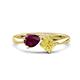 1 - Lysha 1.71 ctw Rhodolite Garnet Pear Shape (7x5 mm) & Lab Created Yellow Sapphire Cushion Shape (5.00 mm) Toi Et Moi Engagement Ring 
