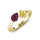 4 - Lysha 1.71 ctw Rhodolite Garnet Pear Shape (7x5 mm) & Lab Created Yellow Sapphire Cushion Shape (5.00 mm) Toi Et Moi Engagement Ring 