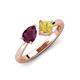 4 - Lysha 1.71 ctw Rhodolite Garnet Pear Shape (7x5 mm) & Lab Created Yellow Sapphire Cushion Shape (5.00 mm) Toi Et Moi Engagement Ring 