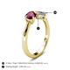 5 - Lysha 1.40 ctw Rhodolite Garnet Pear Shape (7x5 mm) & Lab Grown Diamond Cushion Shape (5.00 mm) Toi Et Moi Engagement Ring 