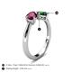 5 - Lysha 1.45 ctw Rhodolite Garnet Pear Shape (7x5 mm) & Lab Created Emerald Cushion Shape (5.00 mm) Toi Et Moi Engagement Ring 