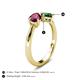 5 - Lysha 1.45 ctw Rhodolite Garnet Pear Shape (7x5 mm) & Lab Created Emerald Cushion Shape (5.00 mm) Toi Et Moi Engagement Ring 