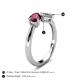 5 - Lysha 1.40 ctw Rhodolite Garnet Pear Shape (7x5 mm) & Natural Diamond Cushion Shape (5.00 mm) Toi Et Moi Engagement Ring 