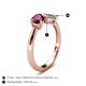 5 - Lysha 1.40 ctw Rhodolite Garnet Pear Shape (7x5 mm) & Natural Diamond Cushion Shape (5.00 mm) Toi Et Moi Engagement Ring 
