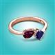3 - Lysha 1.71 ctw Rhodolite Garnet Pear Shape (7x5 mm) & Lab Created Blue Sapphire Cushion Shape (5.00 mm) Toi Et Moi Engagement Ring 