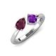 4 - Lysha 1.40 ctw Rhodolite Garnet Pear Shape (7x5 mm) & Amethyst Cushion Shape (5.00 mm) Toi Et Moi Engagement Ring 