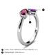5 - Lysha 1.40 ctw Rhodolite Garnet Pear Shape (7x5 mm) & Amethyst Cushion Shape (5.00 mm) Toi Et Moi Engagement Ring 