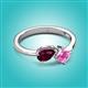 3 - Lysha 1.71 ctw Rhodolite Garnet Pear Shape (7x5 mm) & Lab Created Pink Sapphire Cushion Shape (5.00 mm) Toi Et Moi Engagement Ring 