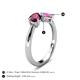 5 - Lysha 1.71 ctw Rhodolite Garnet Pear Shape (7x5 mm) & Lab Created Pink Sapphire Cushion Shape (5.00 mm) Toi Et Moi Engagement Ring 