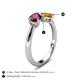 5 - Lysha 1.40 ctw Rhodolite Garnet Pear Shape (7x5 mm) & Citrine Cushion Shape (5.00 mm) Toi Et Moi Engagement Ring 