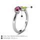 5 - Lysha 1.55 ctw Rhodolite Garnet Pear Shape (7x5 mm) & Peridot Cushion Shape (5.00 mm) Toi Et Moi Engagement Ring 