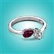 3 - Lysha 1.47 ctw Rhodolite Garnet Pear Shape (7x5 mm) & Moissanite Cushion Shape (5.00 mm) Toi Et Moi Engagement Ring 