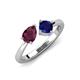 4 - Lysha 1.71 ctw Rhodolite Garnet Pear Shape (7x5 mm) & Lab Created Blue Sapphire Cushion Shape (5.00 mm) Toi Et Moi Engagement Ring 
