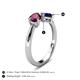 5 - Lysha 1.71 ctw Rhodolite Garnet Pear Shape (7x5 mm) & Lab Created Blue Sapphire Cushion Shape (5.00 mm) Toi Et Moi Engagement Ring 
