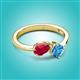 3 - Lysha 1.70 ctw Ruby Pear Shape (7x5 mm) & Blue Topaz Cushion Shape (5.00 mm) Toi Et Moi Engagement Ring 