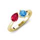 4 - Lysha 1.70 ctw Ruby Pear Shape (7x5 mm) & Blue Topaz Cushion Shape (5.00 mm) Toi Et Moi Engagement Ring 