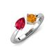 4 - Lysha 1.45 ctw Ruby Pear Shape (7x5 mm) & Citrine Cushion Shape (5.00 mm) Toi Et Moi Engagement Ring 