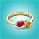 3 - Lysha 1.45 ctw Ruby Pear Shape (7x5 mm) & Citrine Cushion Shape (5.00 mm) Toi Et Moi Engagement Ring 