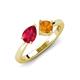 4 - Lysha 1.45 ctw Ruby Pear Shape (7x5 mm) & Citrine Cushion Shape (5.00 mm) Toi Et Moi Engagement Ring 