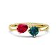 1 - Lysha 1.70 ctw Ruby Pear Shape (7x5 mm) & London Blue Topaz Cushion Shape (5.00 mm) Toi Et Moi Engagement Ring 