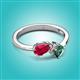 3 - Lysha 1.76 ctw Ruby Pear Shape (7x5 mm) & Lab Created Alexandrite Cushion Shape (5.00 mm) Toi Et Moi Engagement Ring 