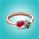 3 - Lysha 1.76 ctw Ruby Pear Shape (7x5 mm) & Lab Created Alexandrite Cushion Shape (5.00 mm) Toi Et Moi Engagement Ring 