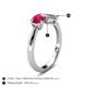 5 - Lysha 1.52 ctw Ruby Pear Shape (7x5 mm) & Moissanite Cushion Shape (5.00 mm) Toi Et Moi Engagement Ring 